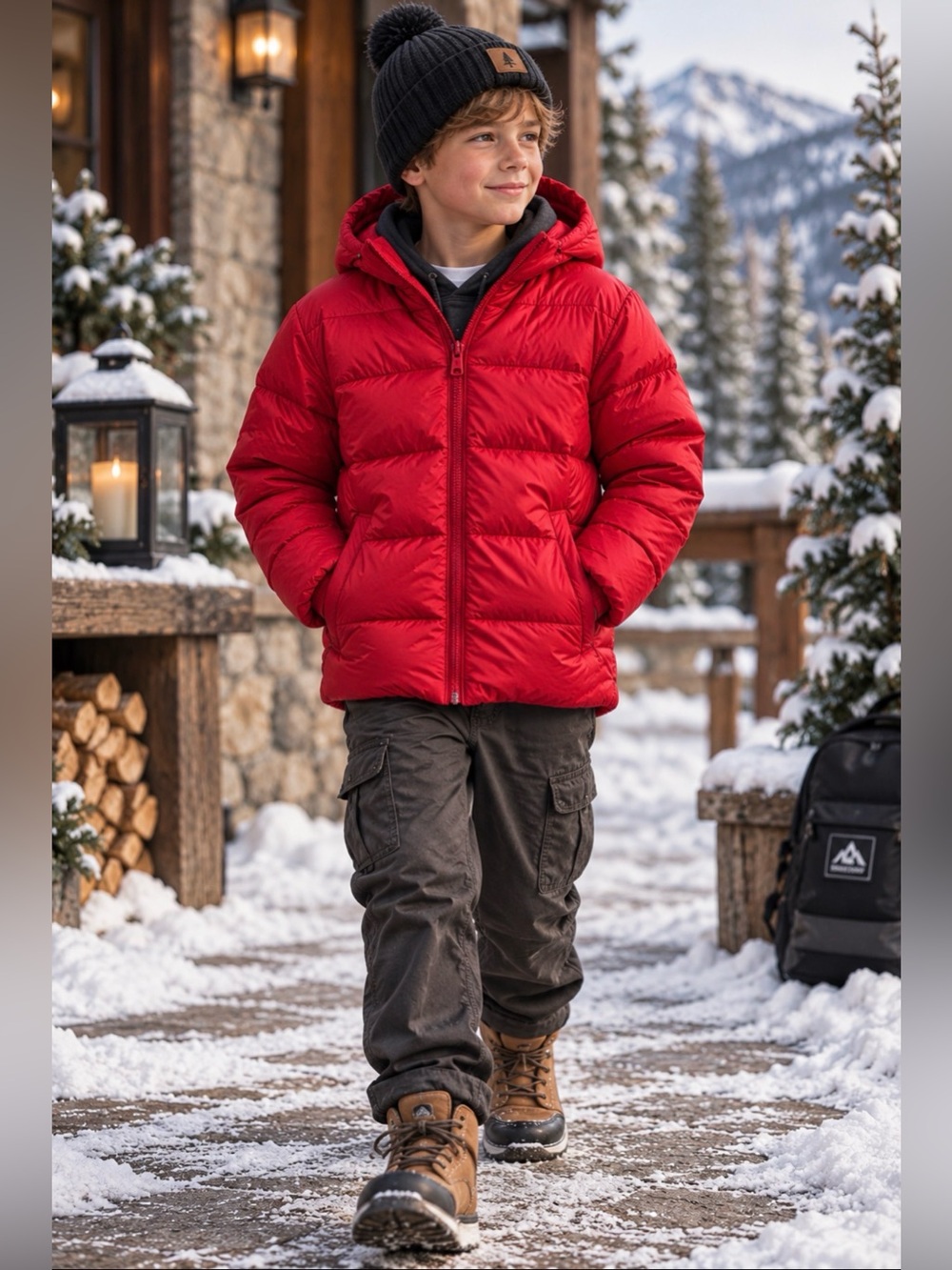 🔥PUFFER COAT HOODIED 🔥Sz 10-12 RED worn twice price firm